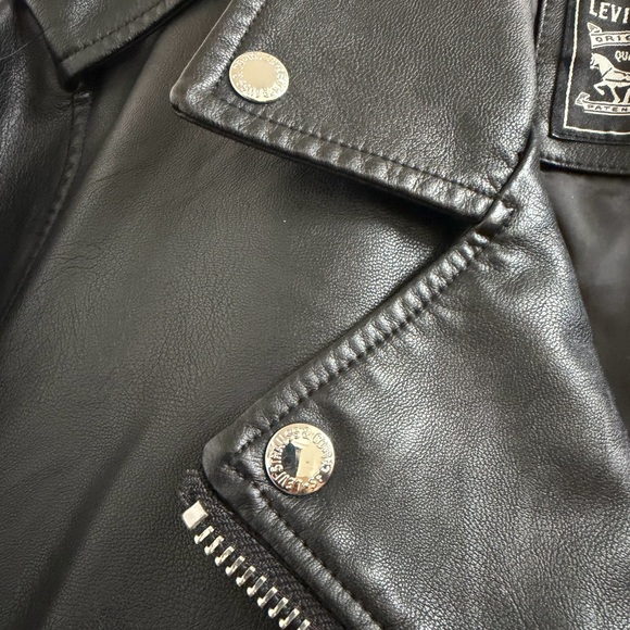 Levi's Black Vegan Leather Belted  Moto Jacket - Picture 7 of 13